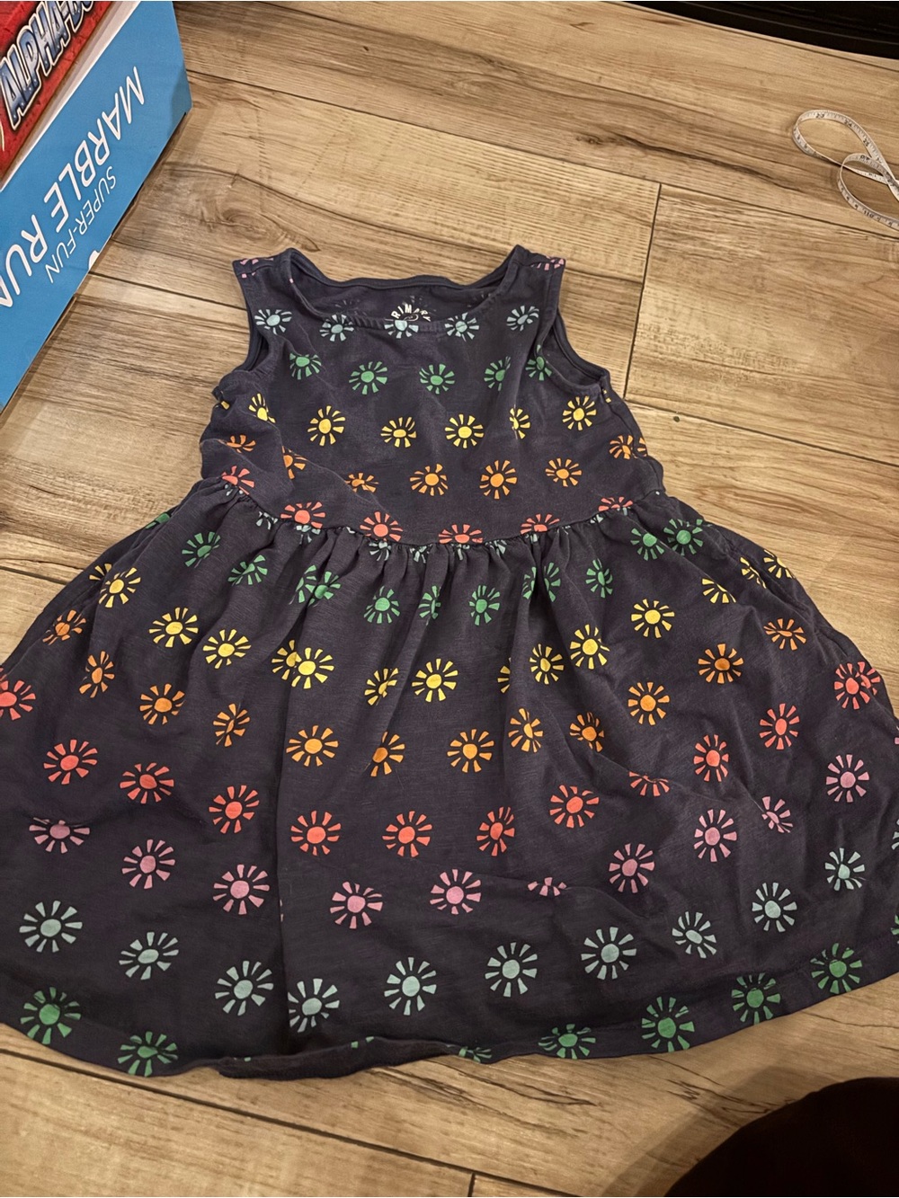 Primary Navy Floral Sunburst Dress